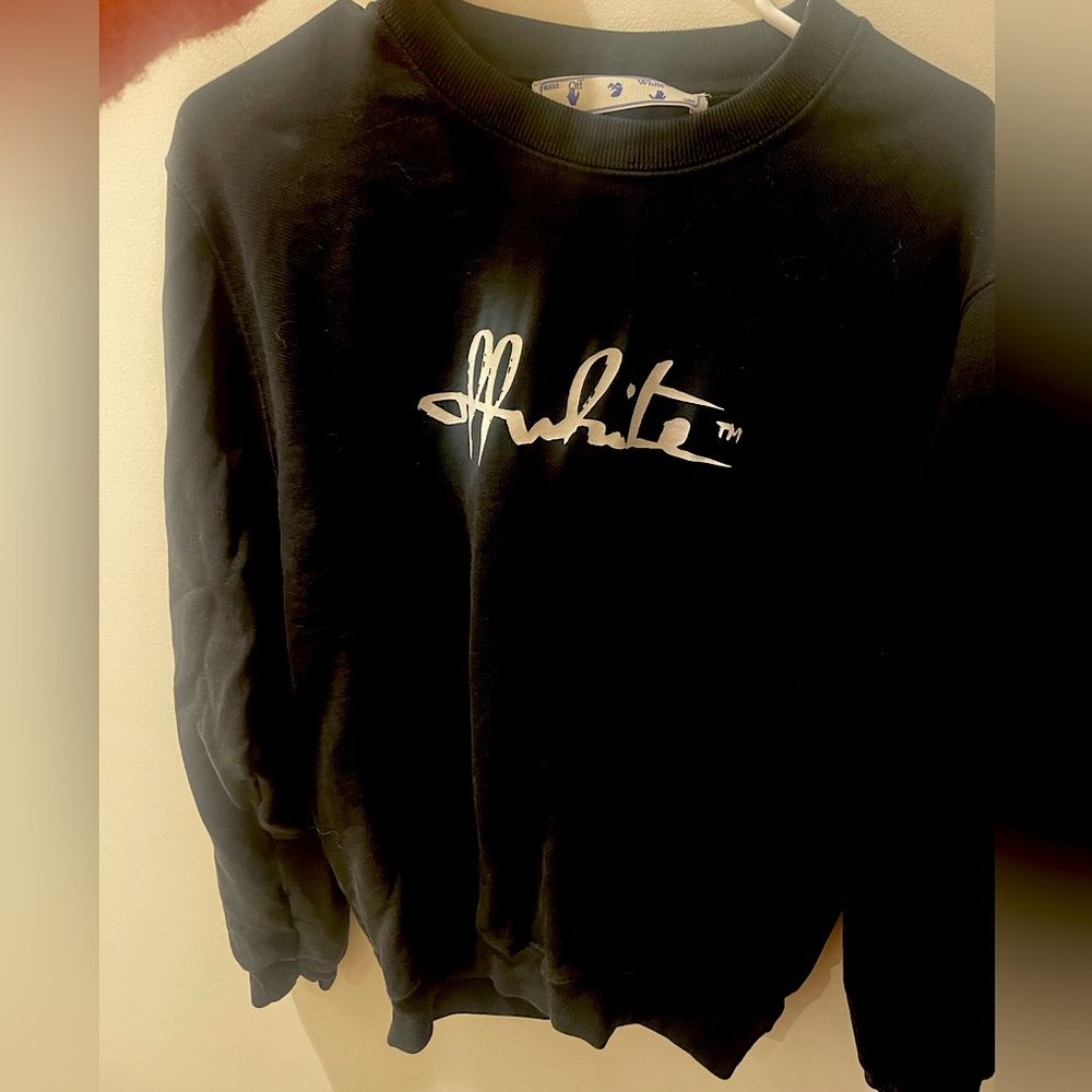 Off White black crew neck sweater.size small but a little oversized
